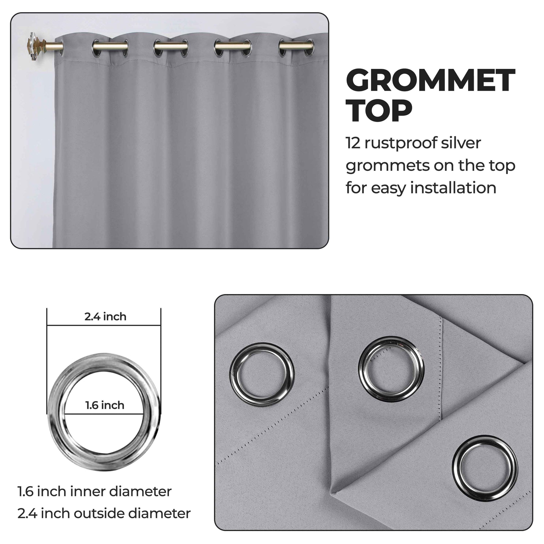 Classic Modern Solid Room Darkening Blackout Curtain Panels, Set of 2