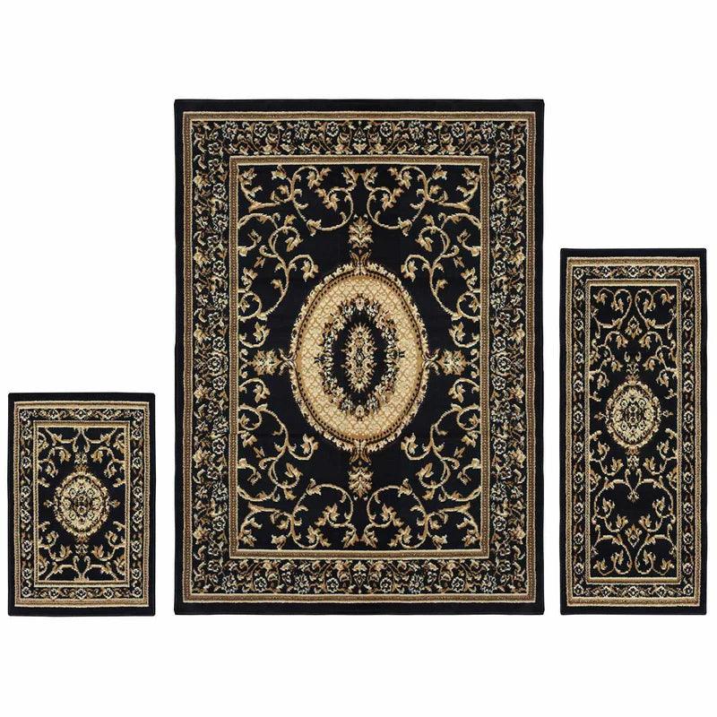 Clementina Traditional Medallion 3-Piece Area Rug Set