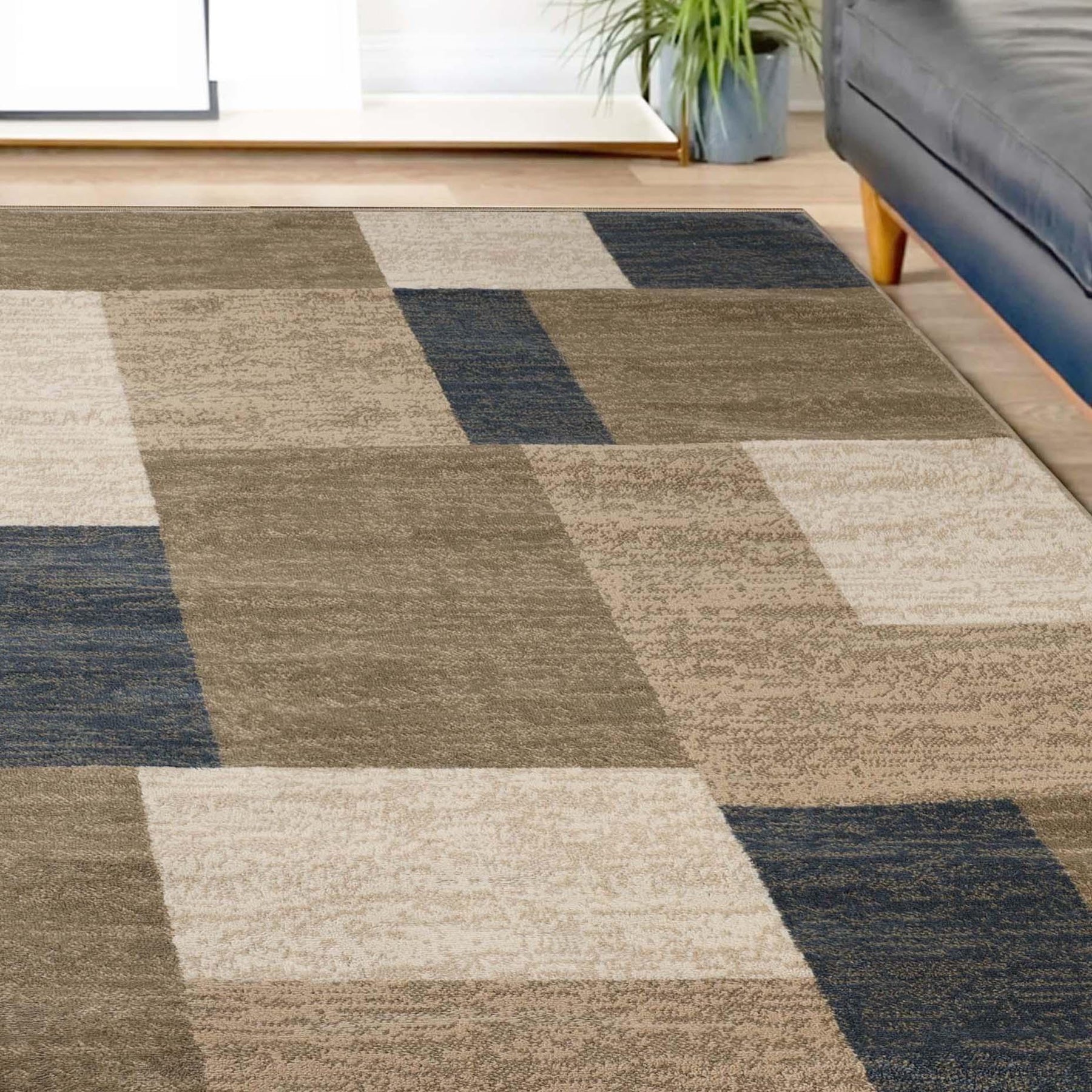 Clifton Geometric Color Block Plush Indoor Area Rug or Runner Rug