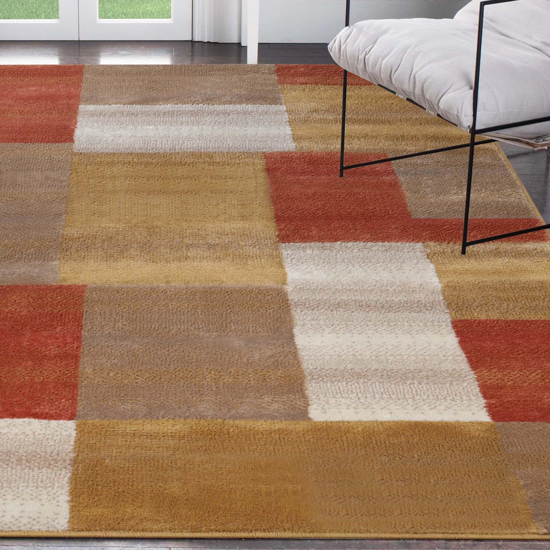 Clifton Geometric Color Block Plush Indoor Area Rug or Runner Rug