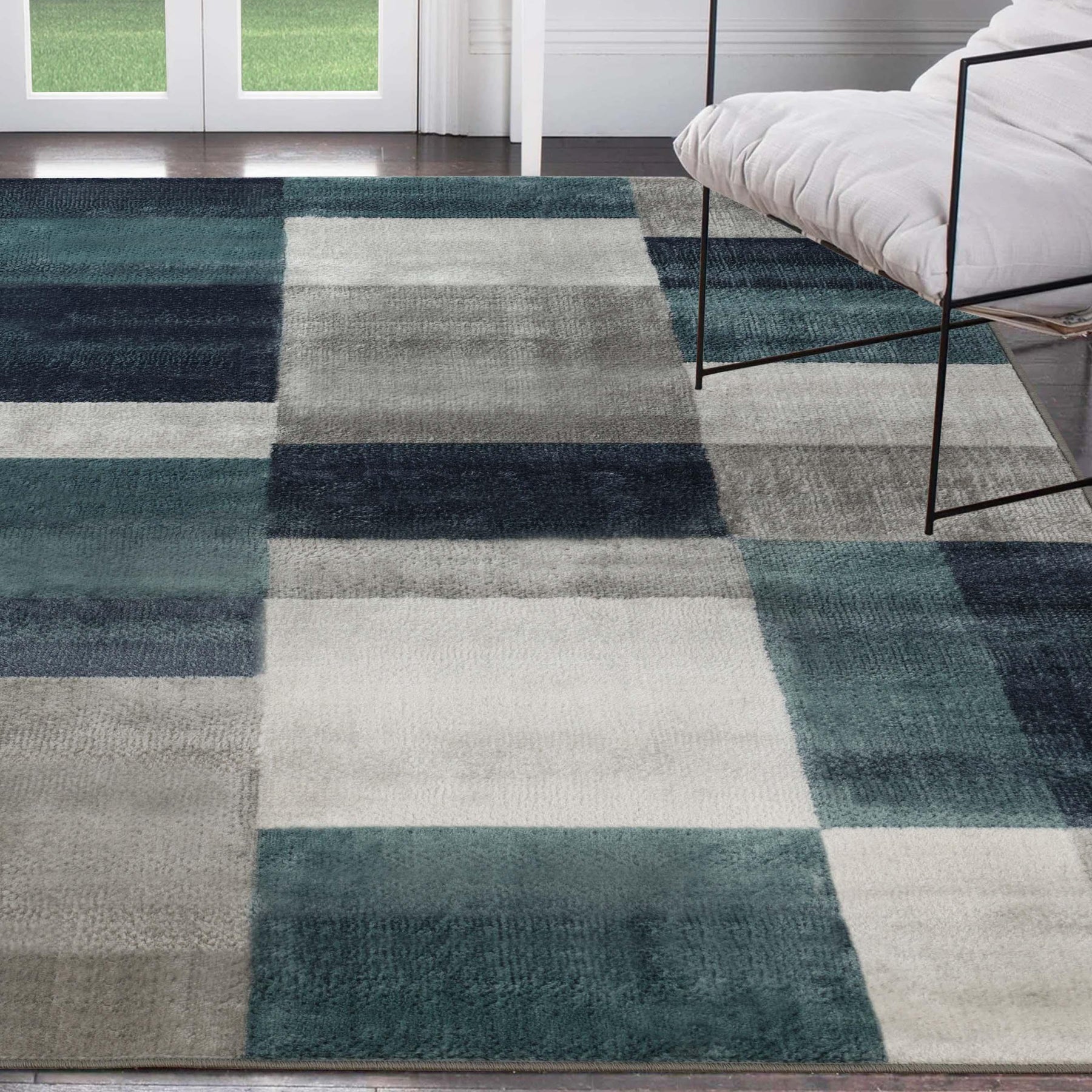 Clifton Geometric Color Block Plush Indoor Area Rug or Runner Rug