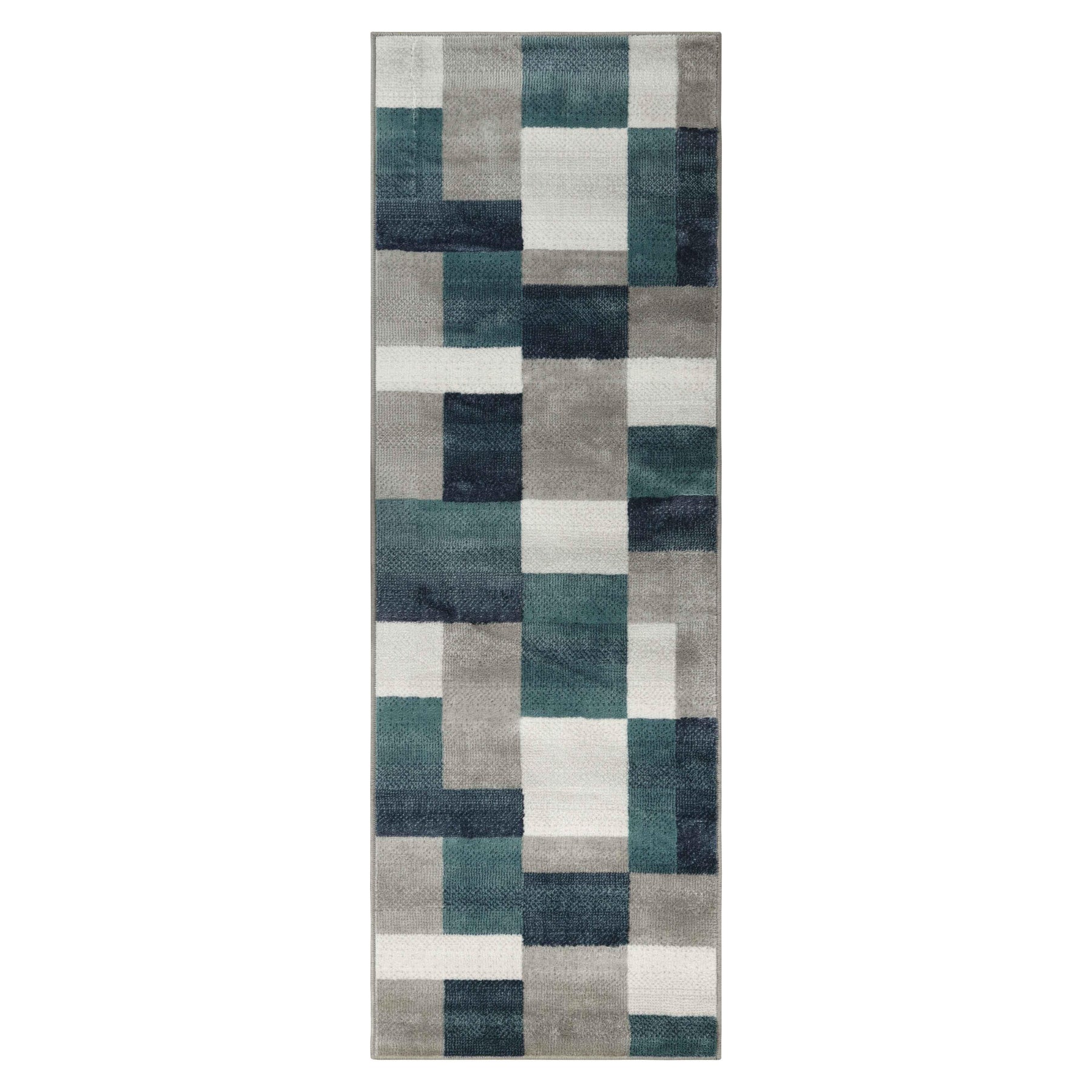 Clifton Geometric Color Block Plush Indoor Area Rug or Runner Rug