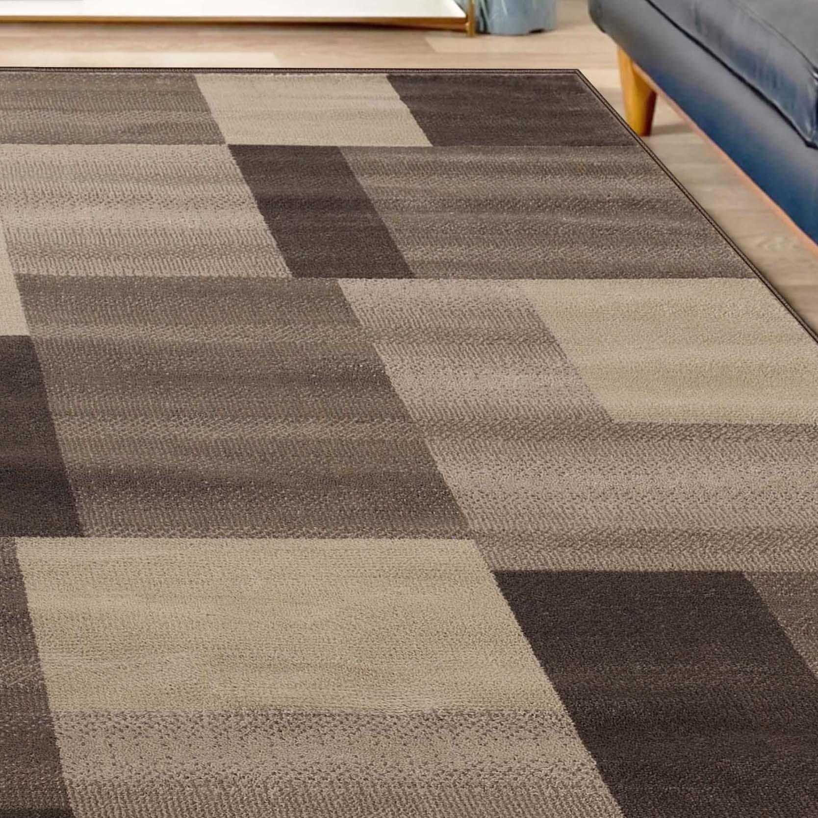 Clifton Geometric Color Block Plush Indoor Area Rug or Runner Rug