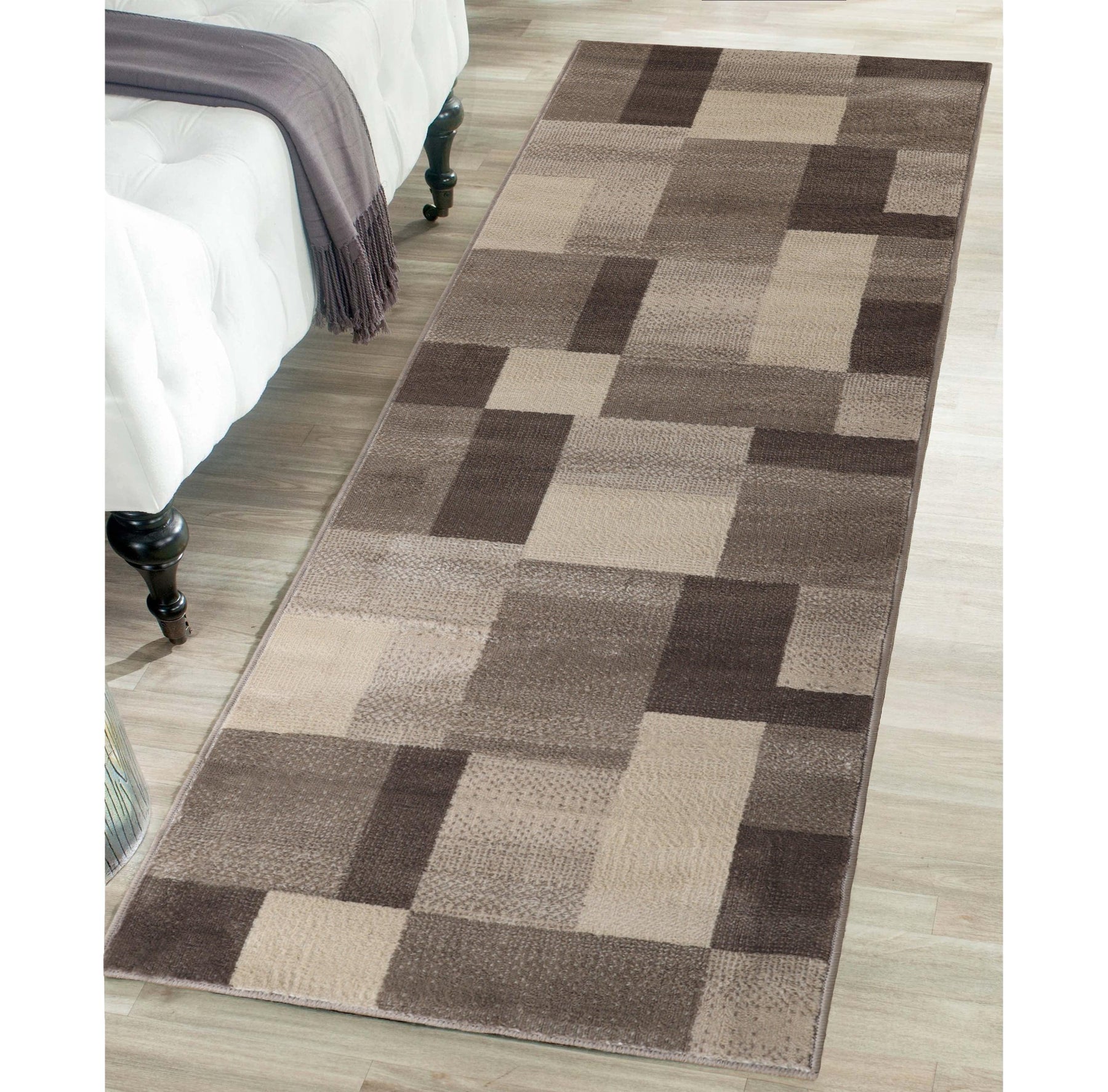 Clifton Geometric Color Block Plush Indoor Area Rug or Runner Rug