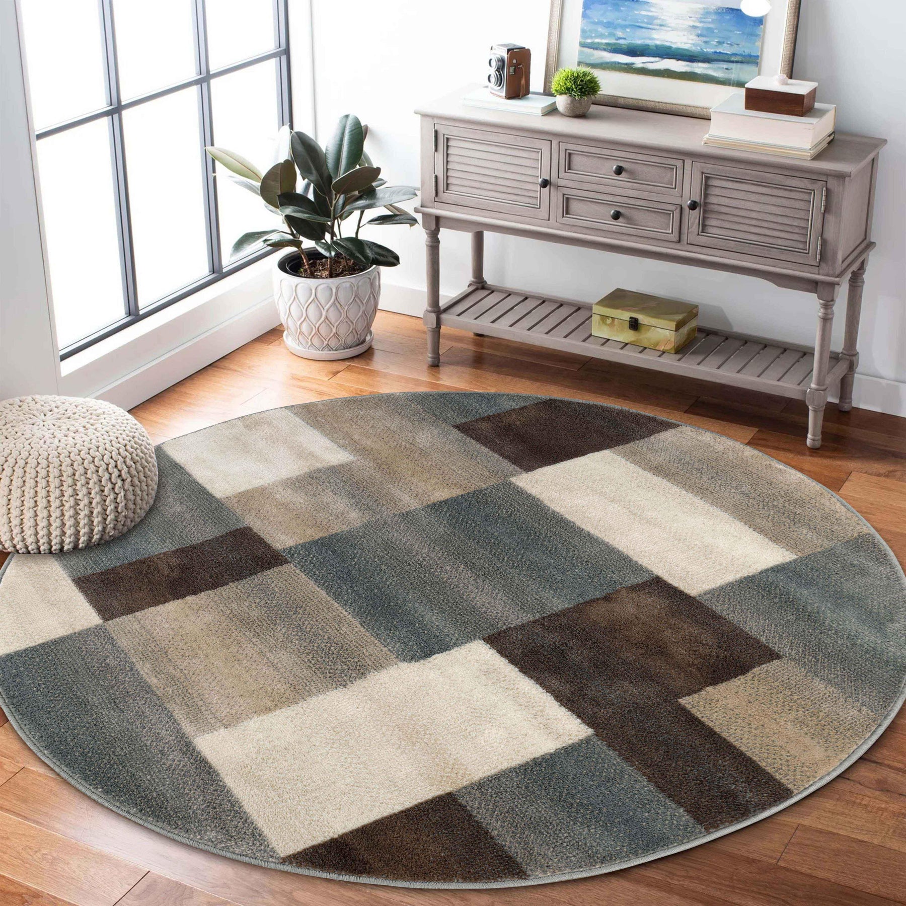 Clifton Geometric Color Block Plush Indoor Area Rug or Runner Rug