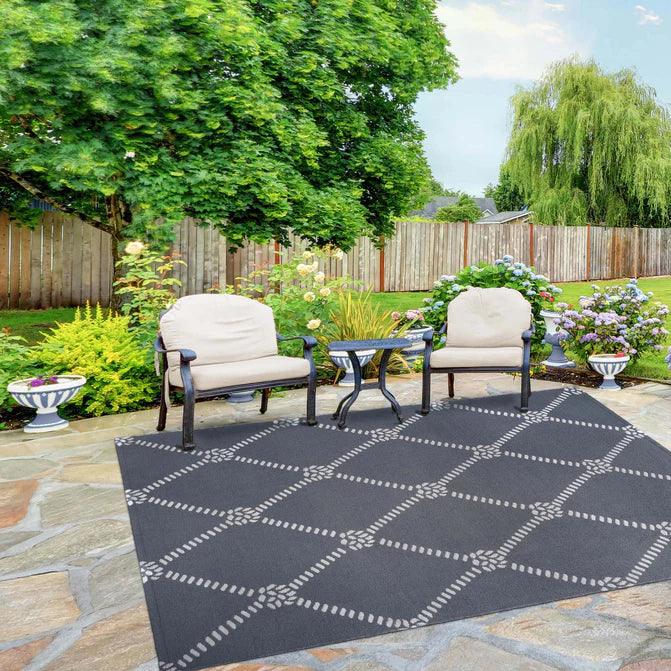 Coastal Geometric Lattice Indoor Outdoor Luxurious Area Rug