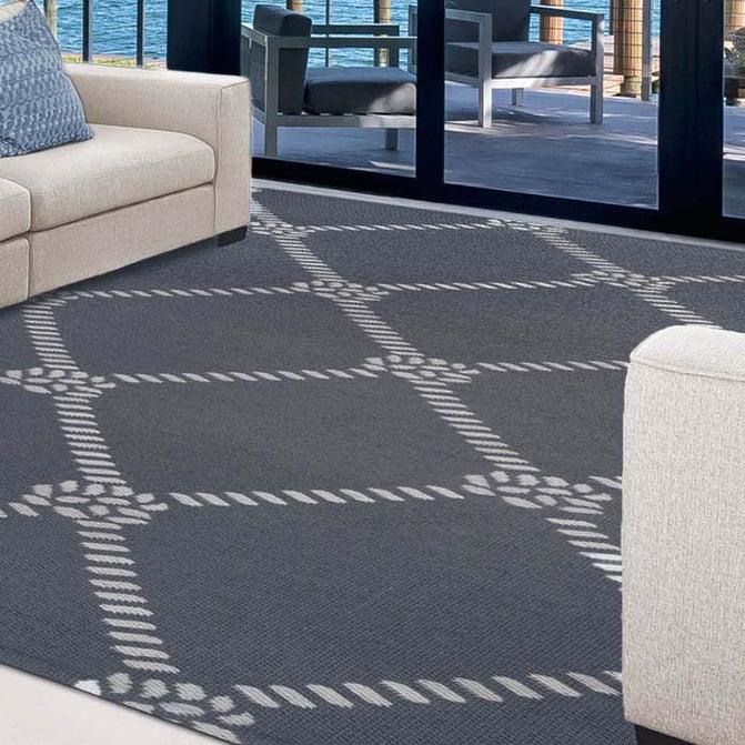 Coastal Geometric Lattice Indoor Outdoor Luxurious Area Rug