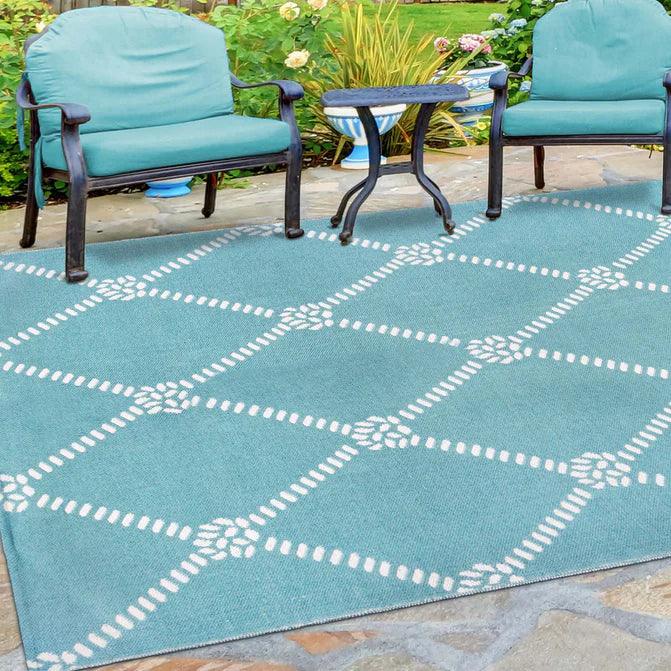 Coastal Geometric Lattice Indoor Outdoor Luxurious Area Rug