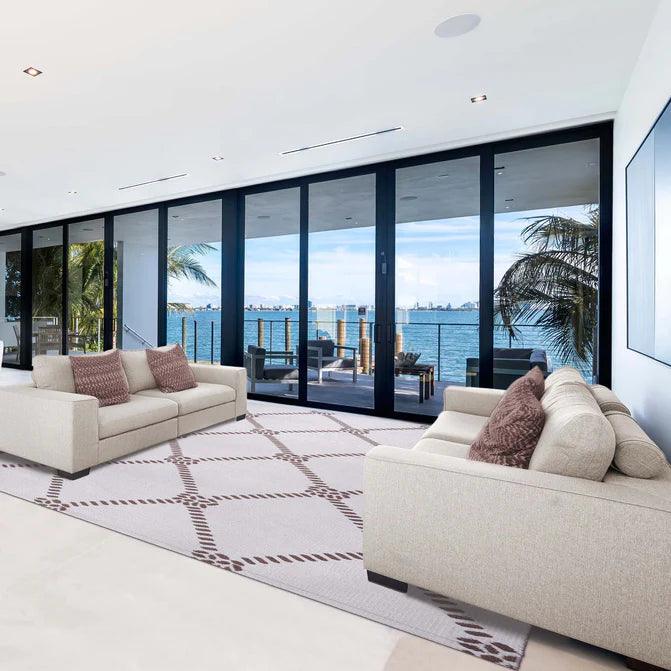 Coastal Geometric Lattice Indoor Outdoor Luxurious Area Rug