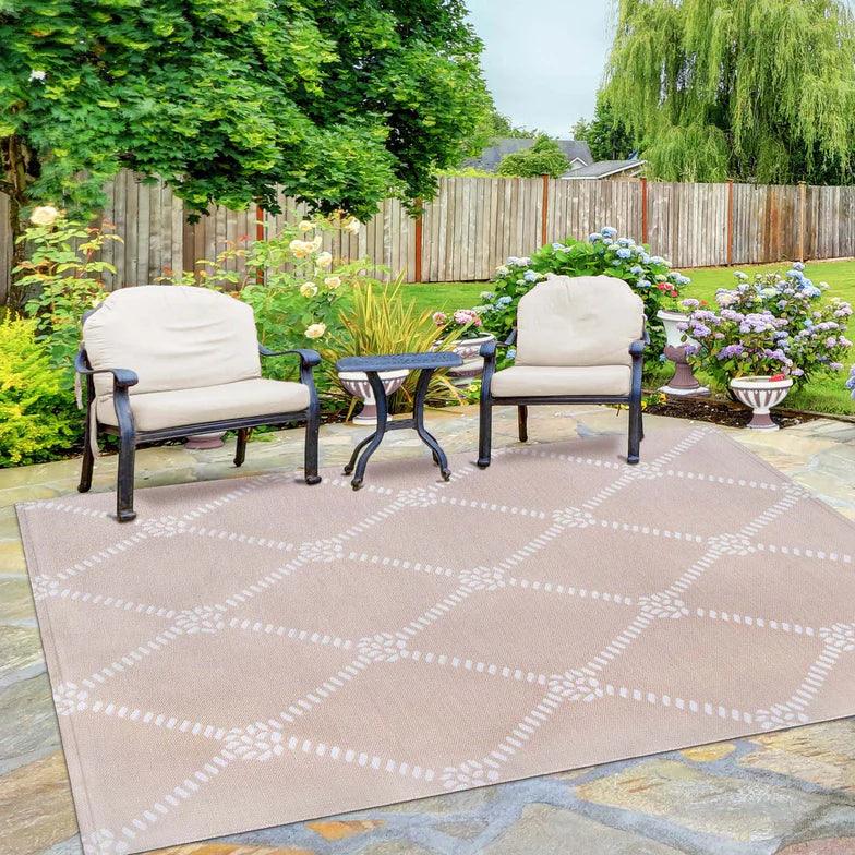 Coastal Geometric Lattice Indoor Outdoor Luxurious Area Rug