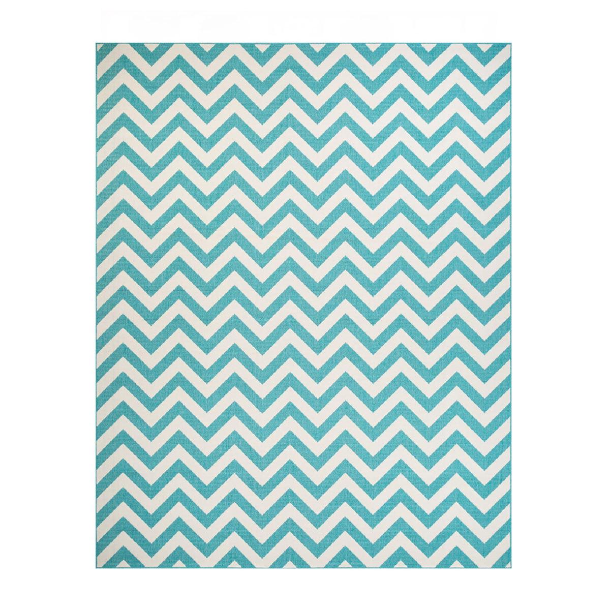 Coastal Herringbone Chevron Indoor Outdoor Area Rug