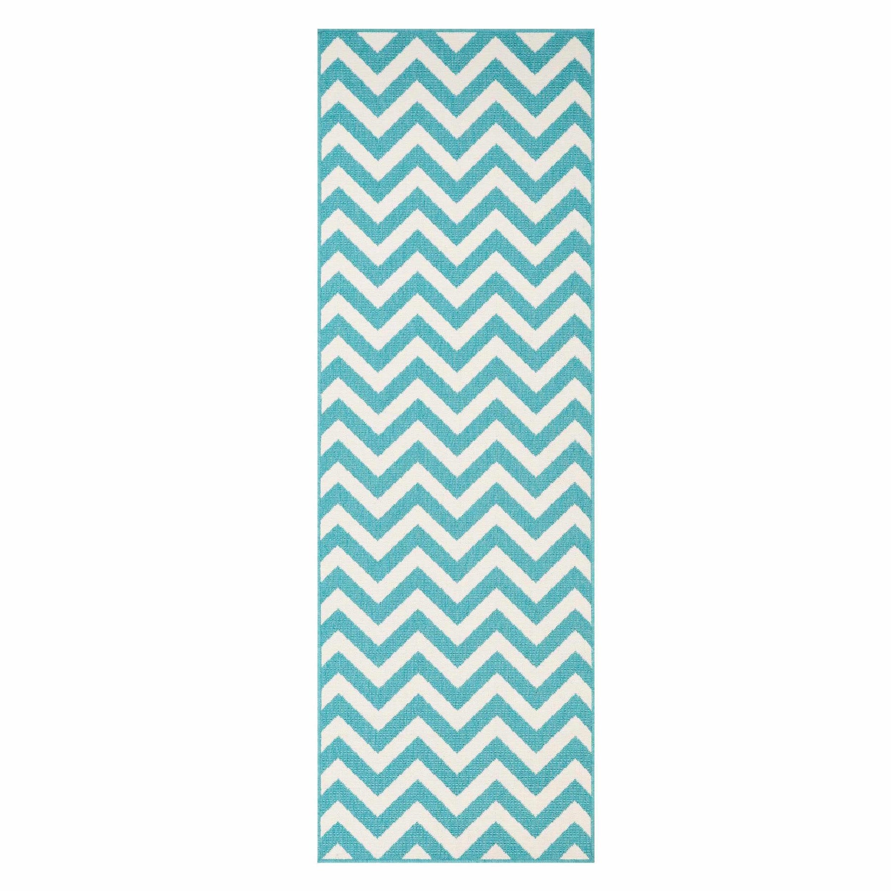 Coastal Herringbone Chevron Indoor Outdoor Area Rug