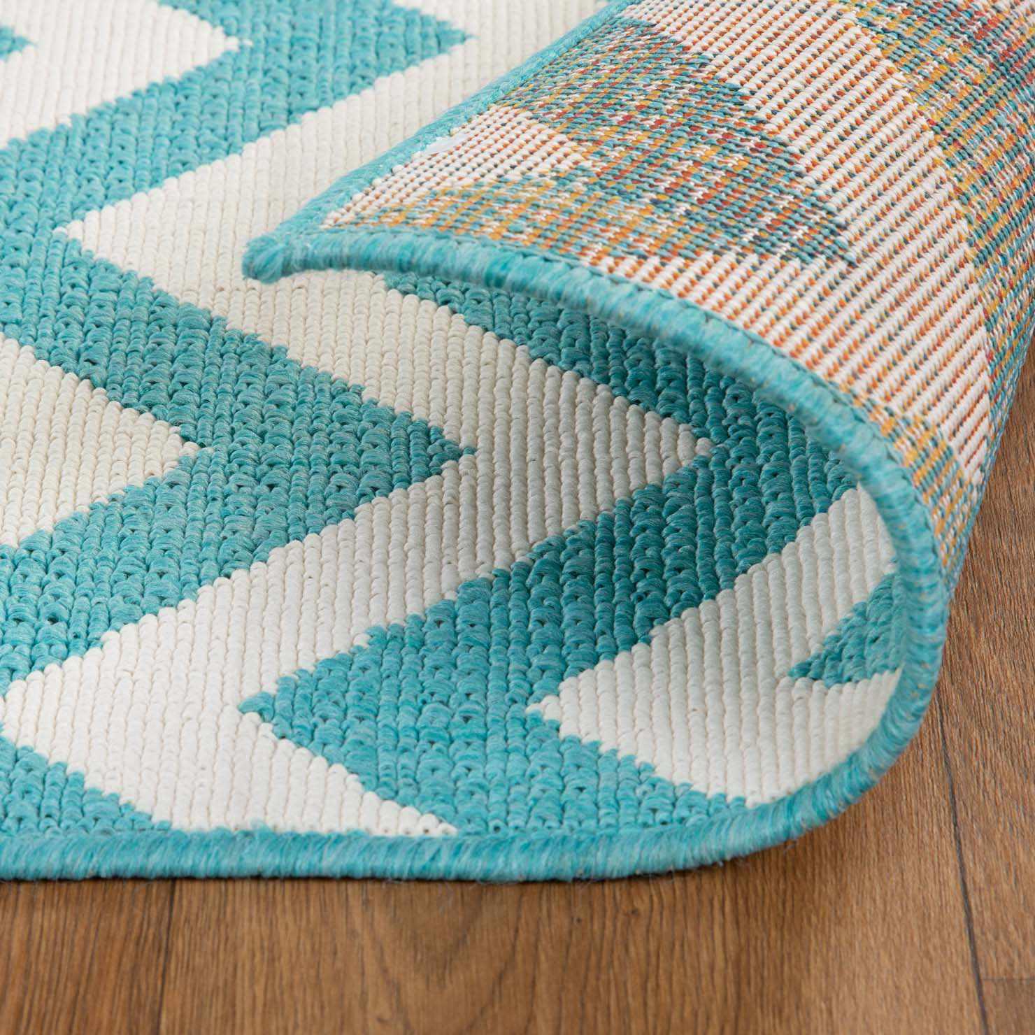 Coastal Herringbone Chevron Indoor Outdoor Area Rug