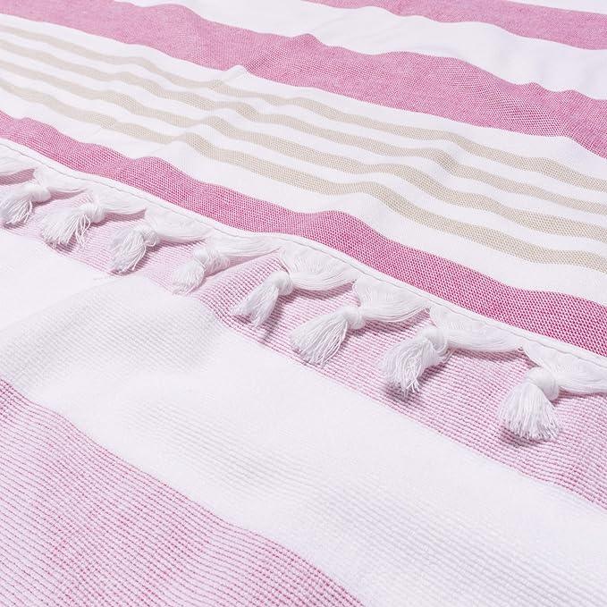 Coastal Resort Stripe Fouta 2 Piece Beach Towel with Tassels