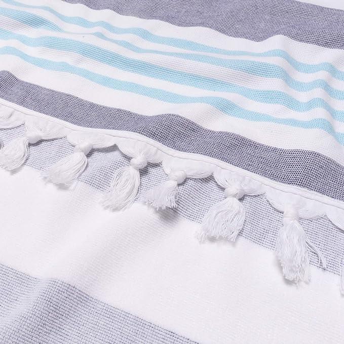 Coastal Resort Stripe Fouta 2 Piece Beach Towel with Tassels