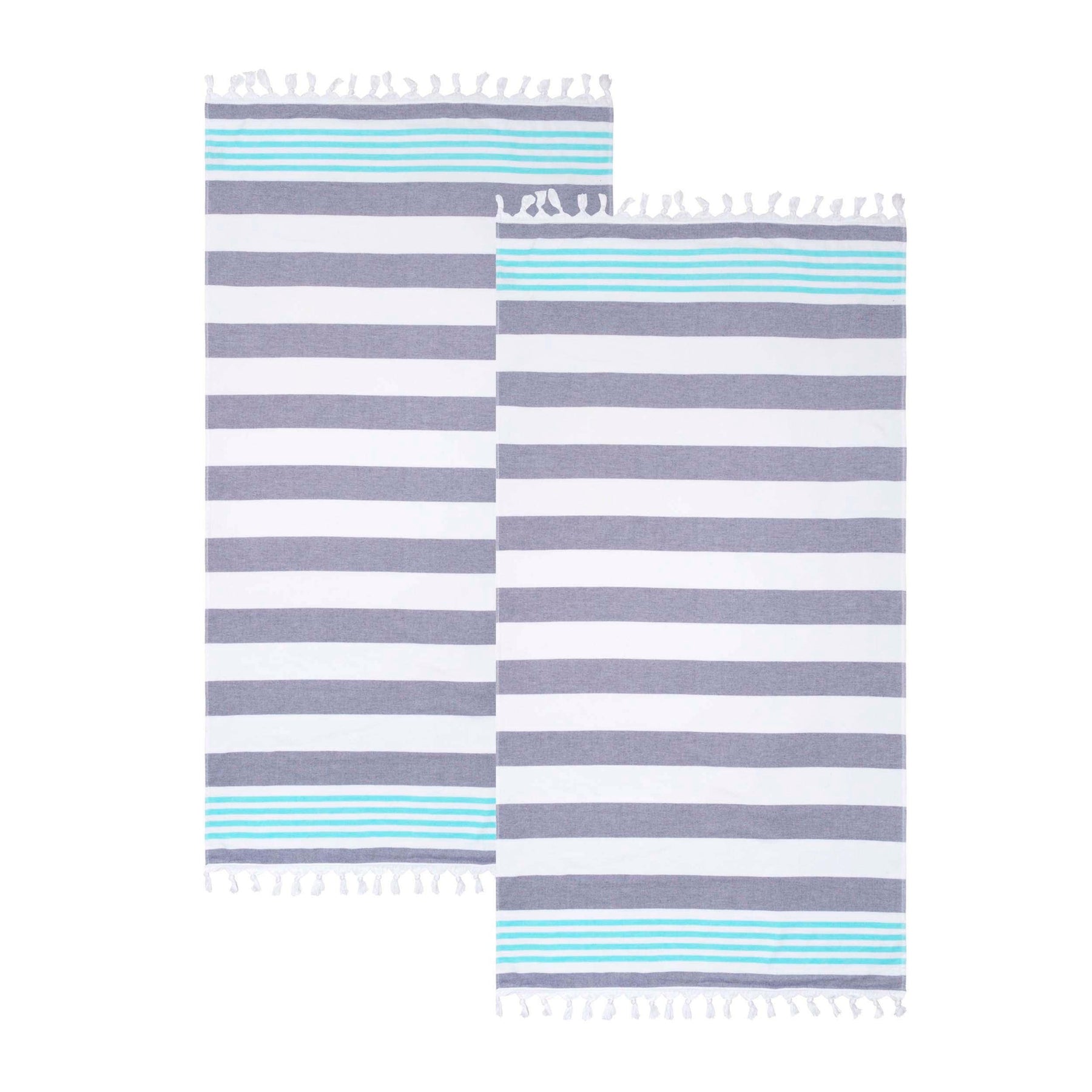 Coastal Resort Stripe Fouta 2 Piece Beach Towel with Tassels