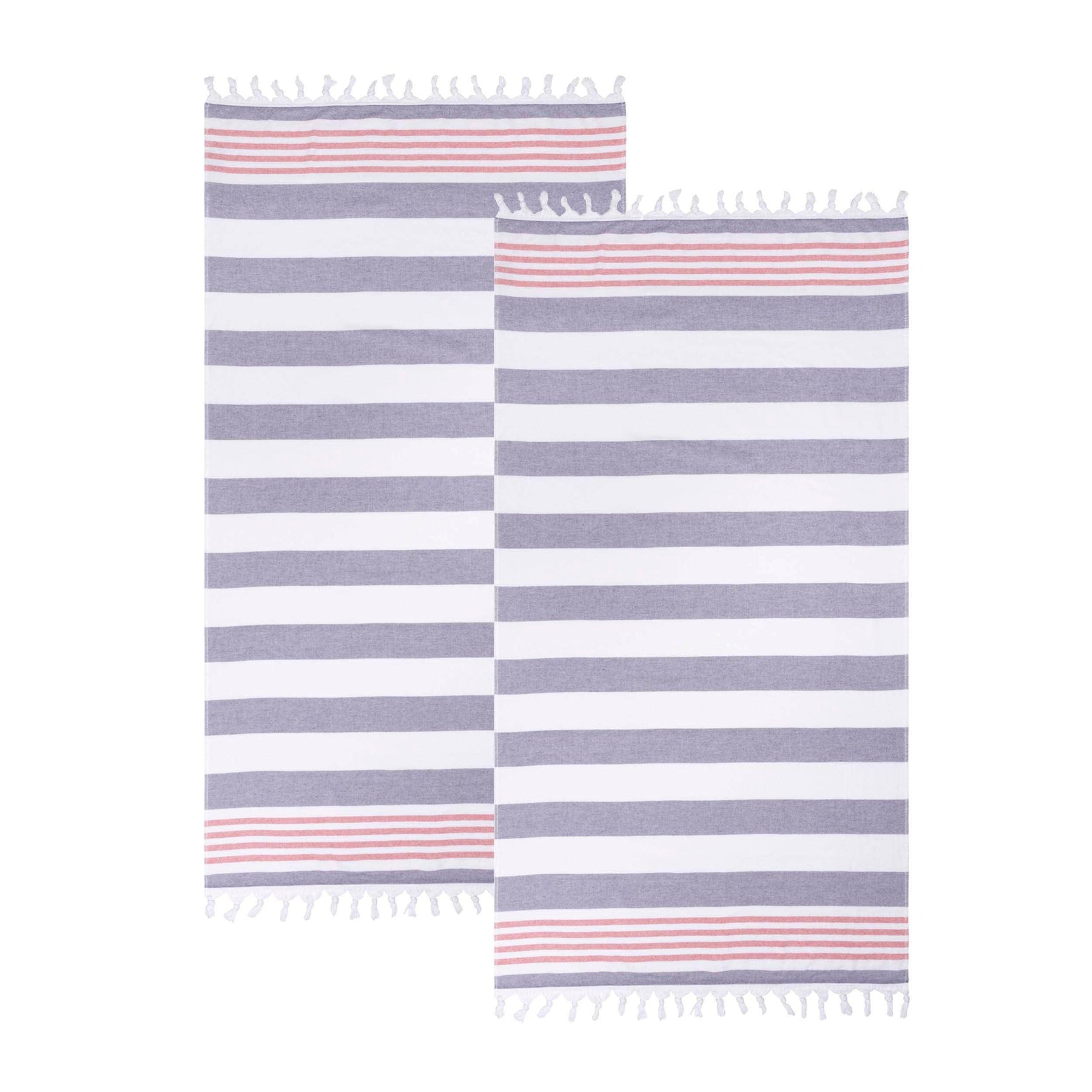 Coastal Resort Stripe Fouta 2 Piece Beach Towel with Tassels
