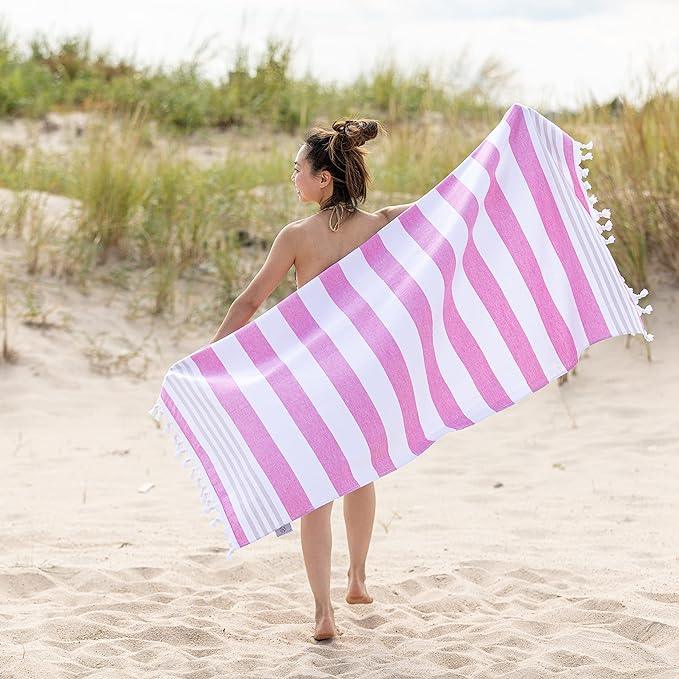 Coastal Resort Stripe Fouta 2 Piece Beach Towel with Tassels