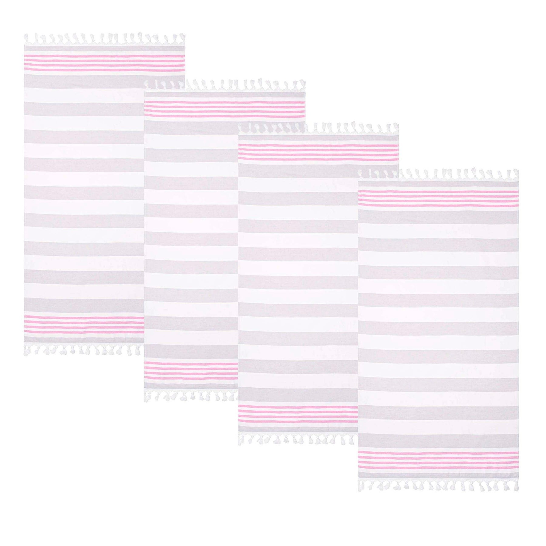 Coastal Resort Stripe Fouta 4 Piece Beach Towel with Tassels
