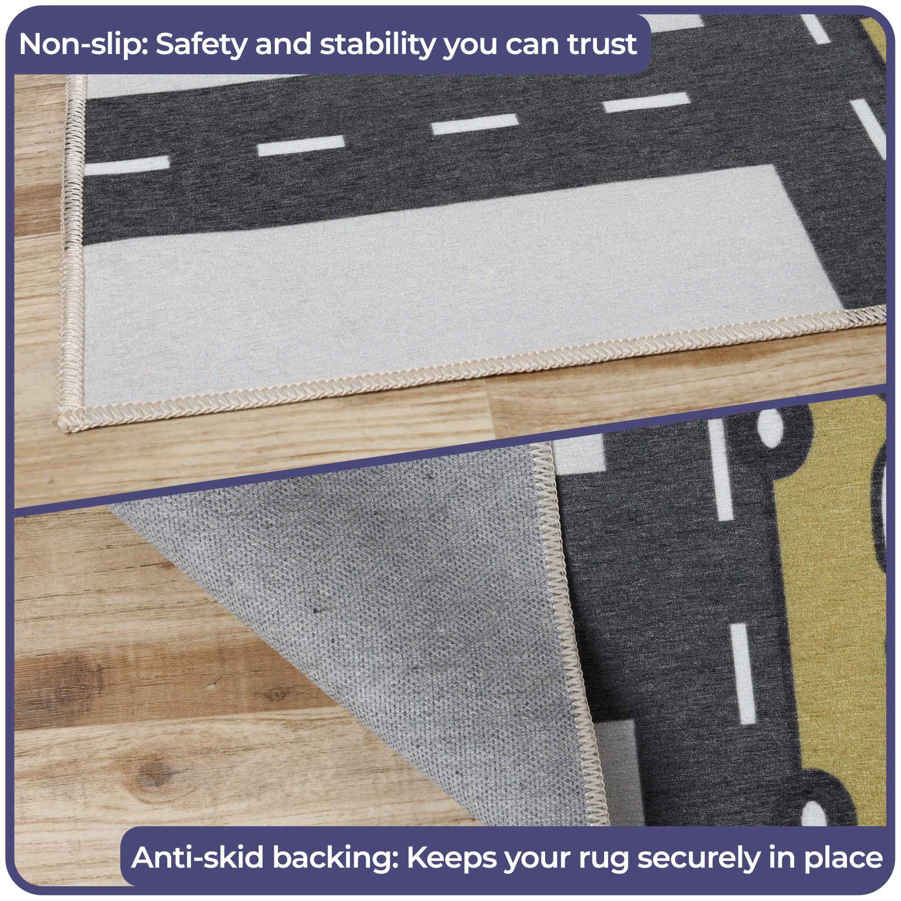 Construction Zone Non-Slip Kids Playroom Washable Indoor Area Rug