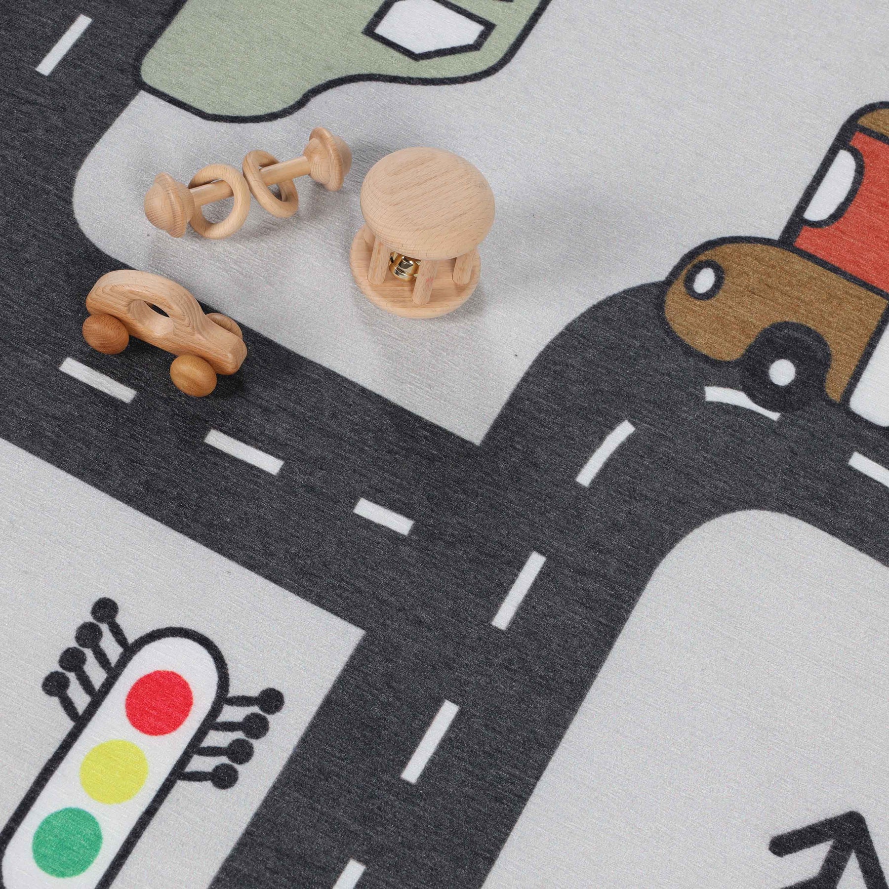 Construction Zone Non-Slip Kids Playroom Washable Indoor Area Rug