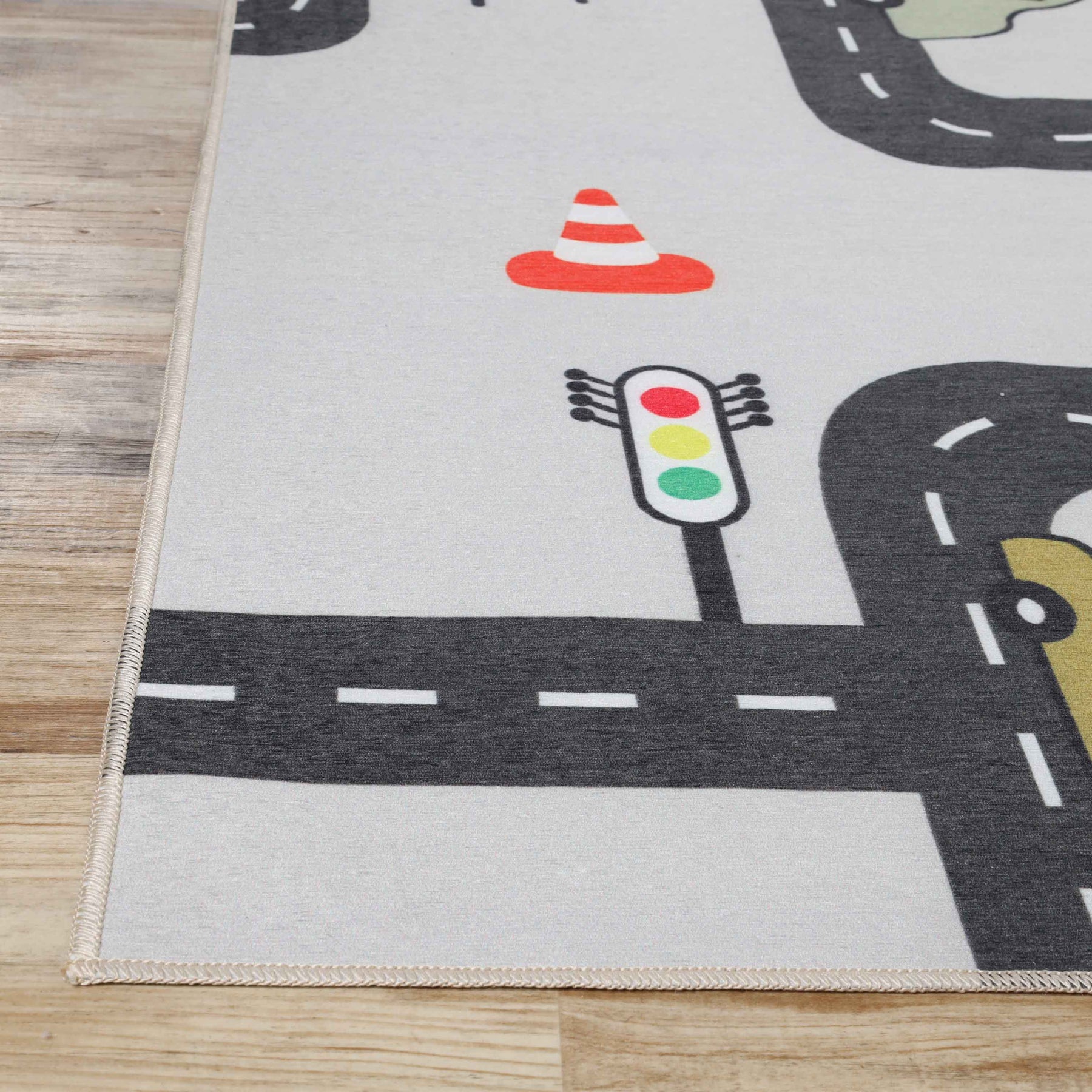 Construction Zone Non-Slip Kids Playroom Washable Indoor Area Rug