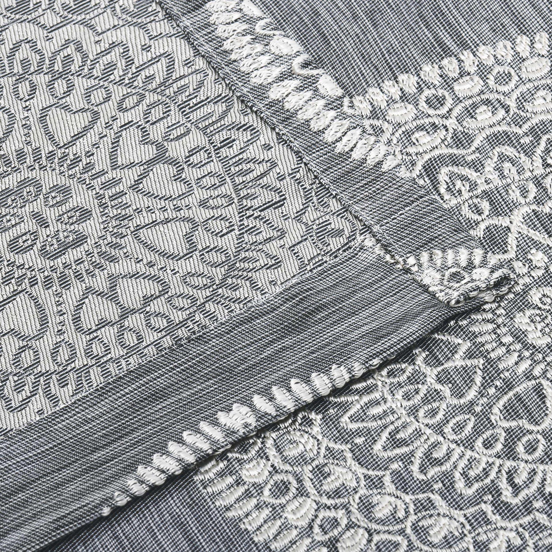 Cordon Jacquard Grommet Floral Medallion Curtain Panel Set