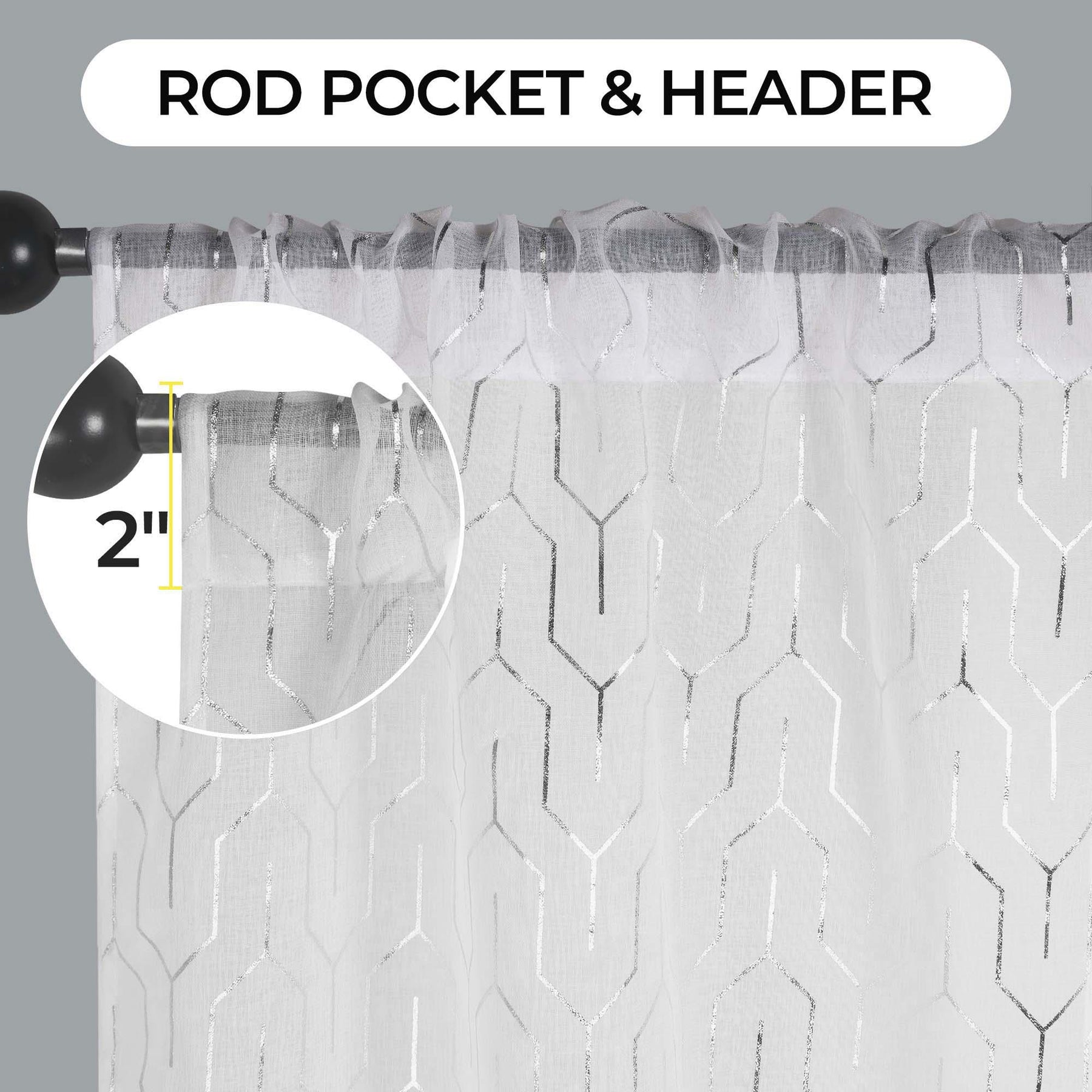Cormac Printed Geometric Trellis Sheer Curtain Set of 2 Panels