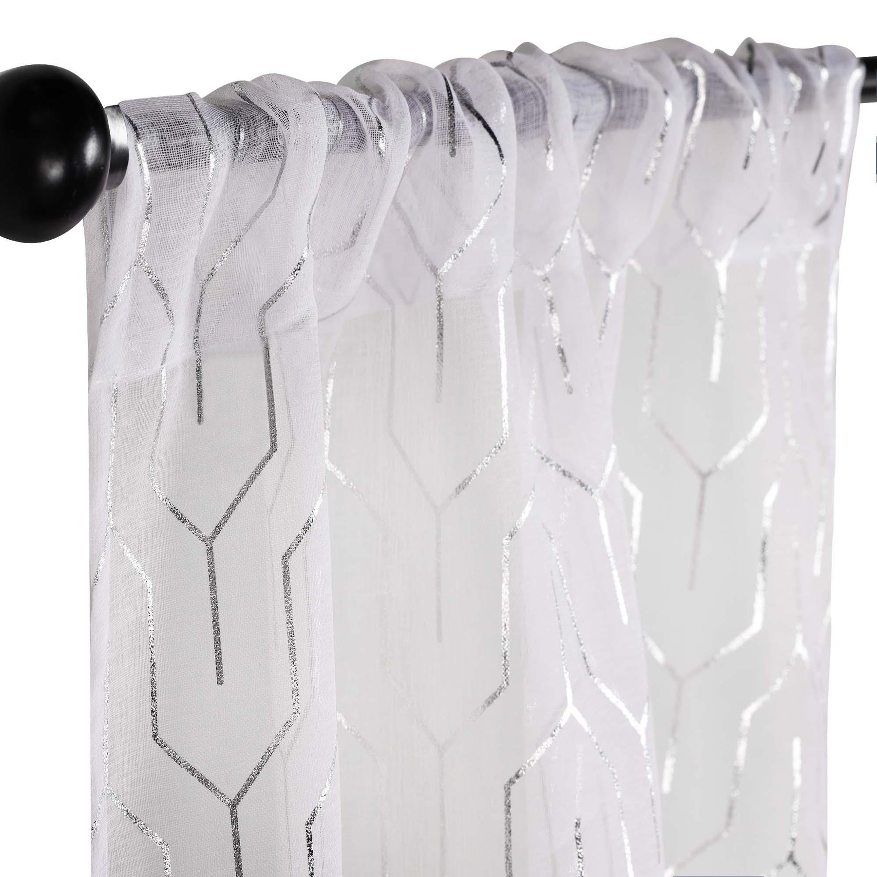 Cormac Printed Geometric Trellis Sheer Curtain Set of 2 Panels