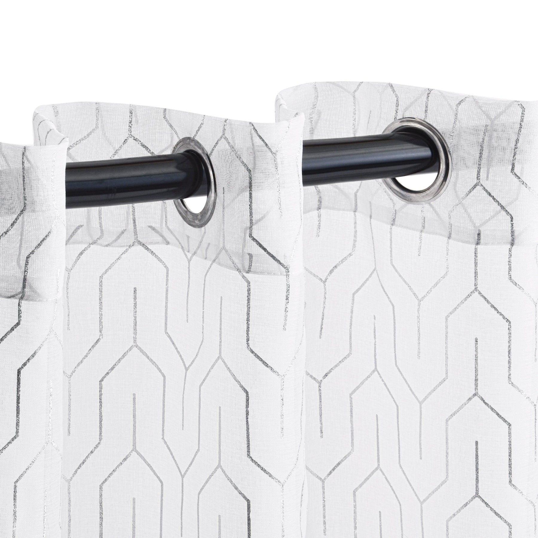 Cormac Printed Geometric Trellis Sheer Curtain Set of 2 Panels