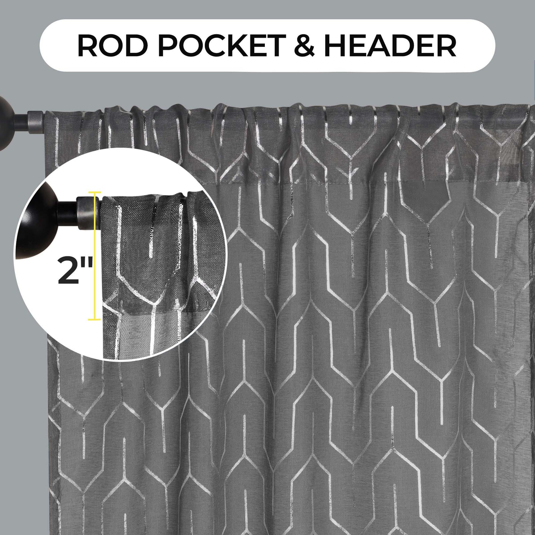 Cormac Printed Geometric Trellis Sheer Curtain Set of 2 Panels