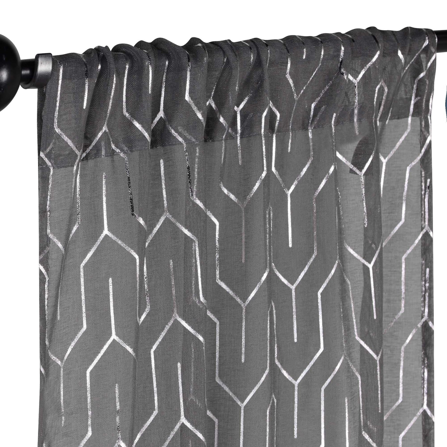 Cormac Printed Geometric Trellis Sheer Curtain Set of 2 Panels