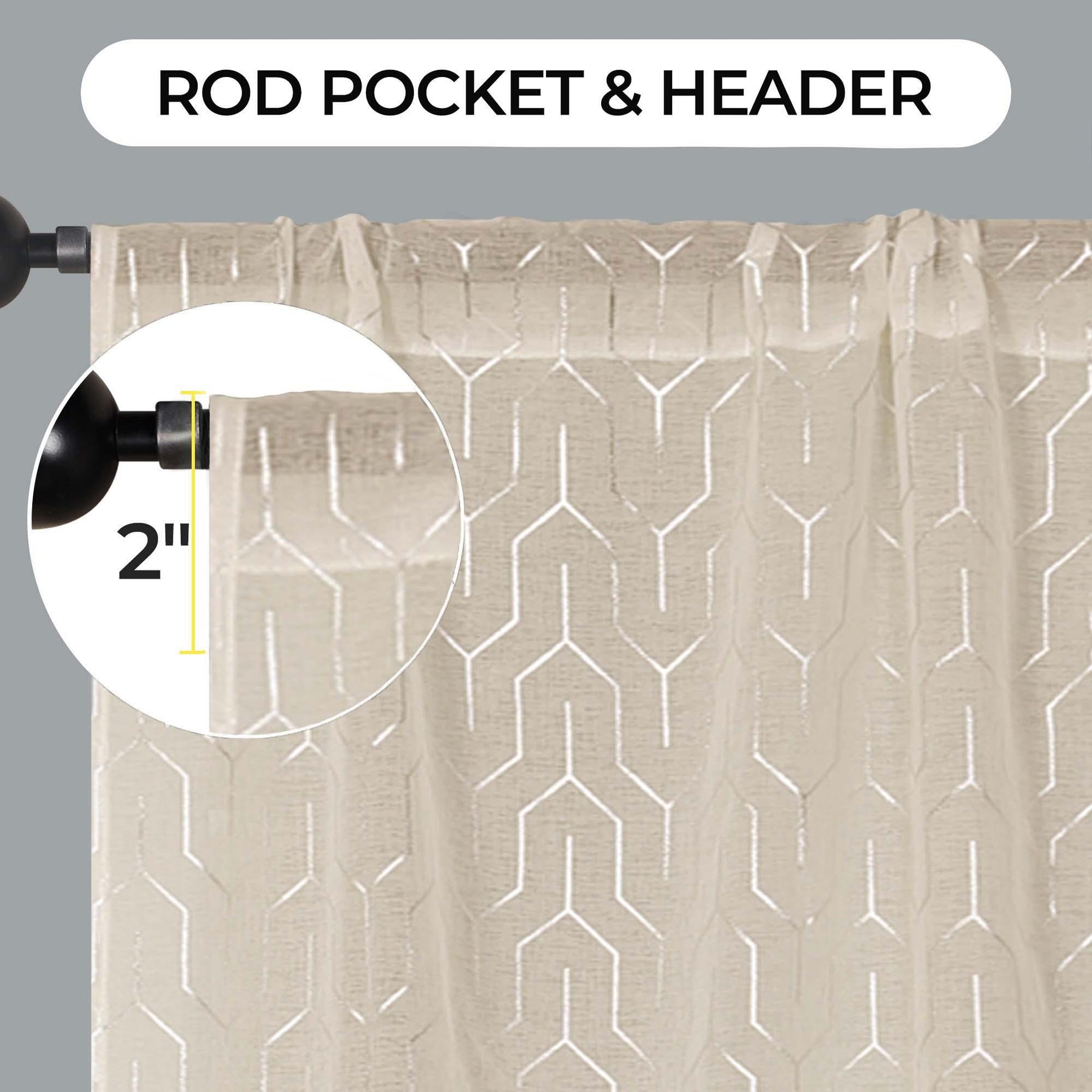 Cormac Printed Geometric Trellis Sheer Curtain Set of 2 Panels