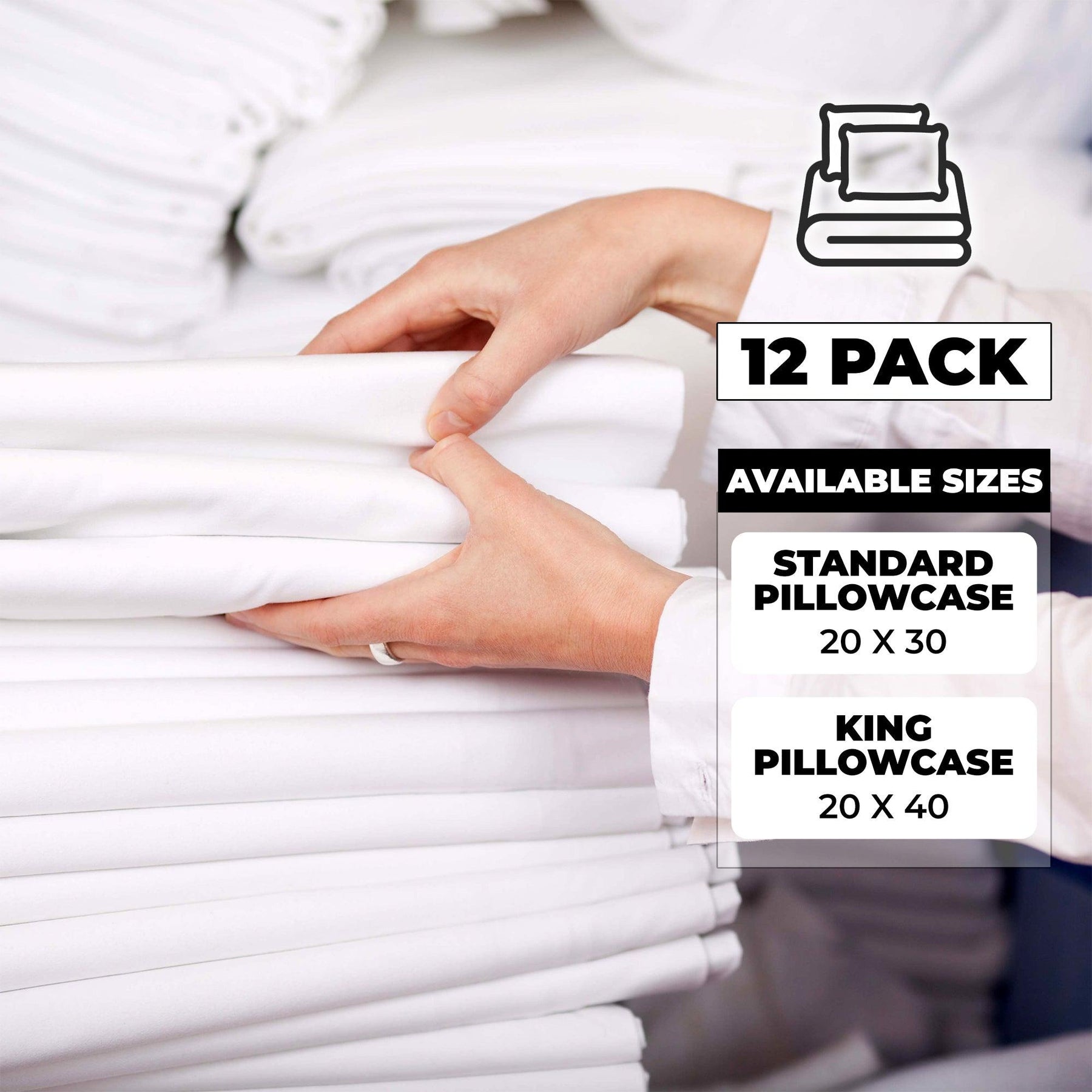 Cotton Blend Hotel Quality White Pillowcase Set of 12