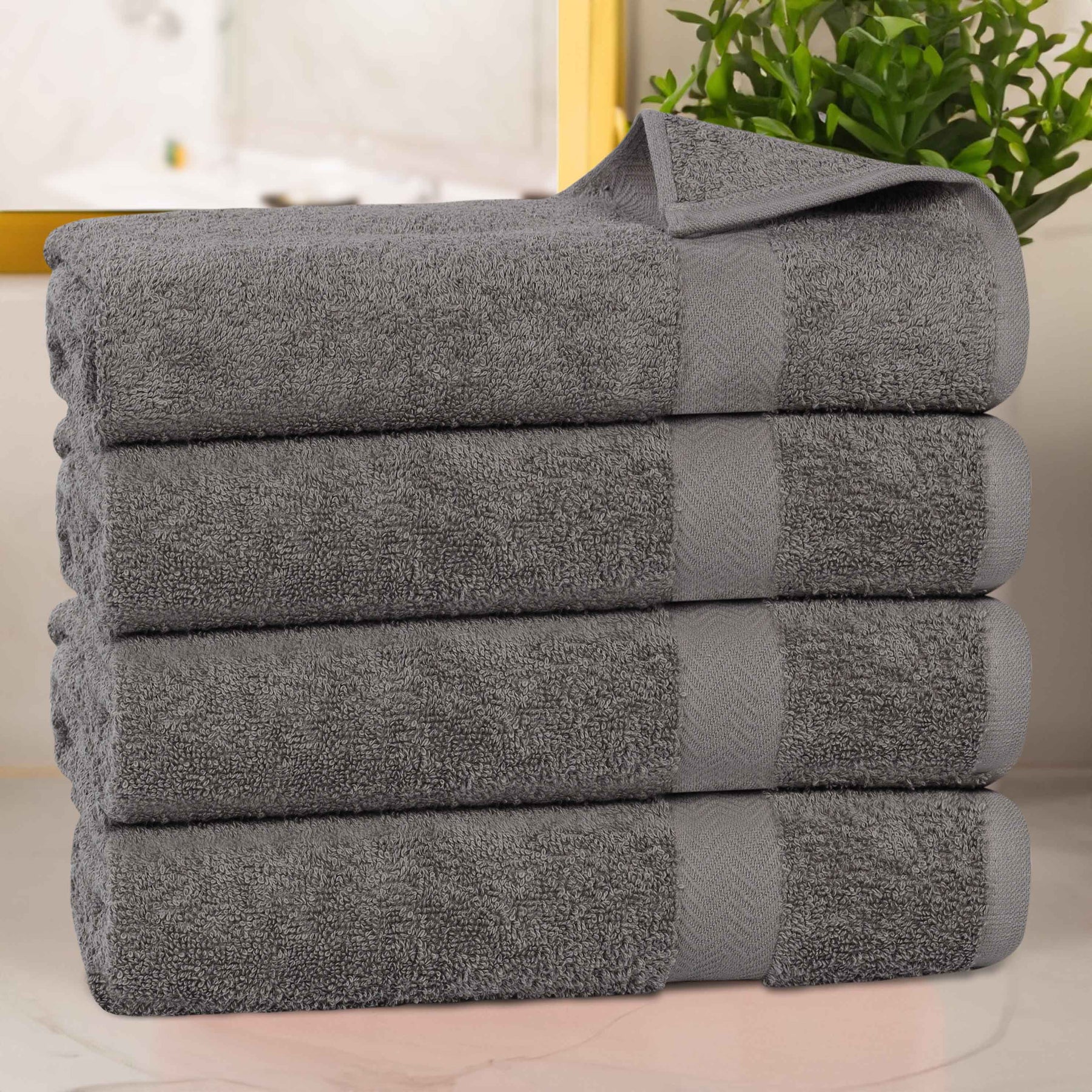 Cotton Highly Absorbent Eco-Friendly Quick Dry 4 Piece Bath Towel Set