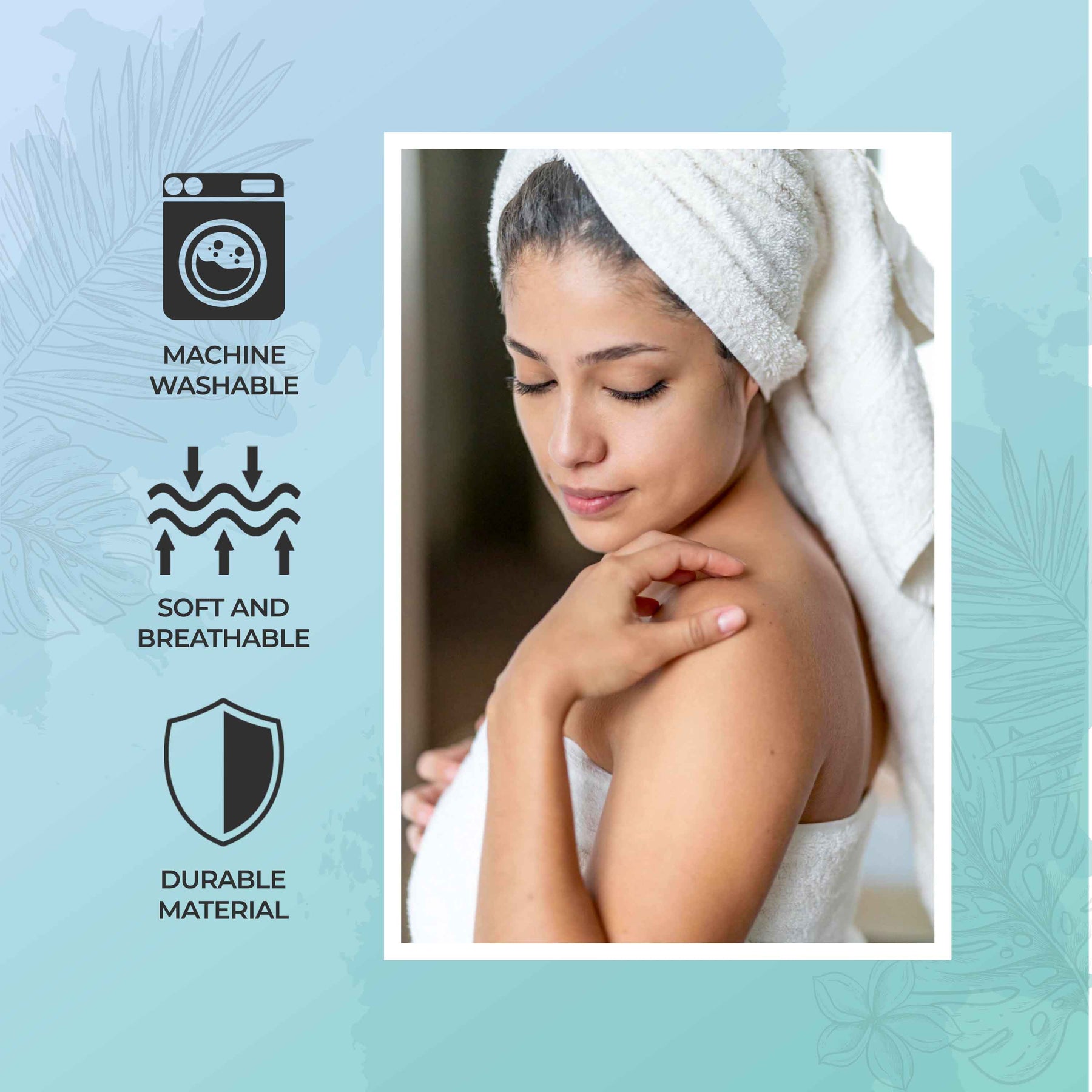 Cotton Highly Absorbent Eco-Friendly Quick Dry 4 Piece Bath Towel Set