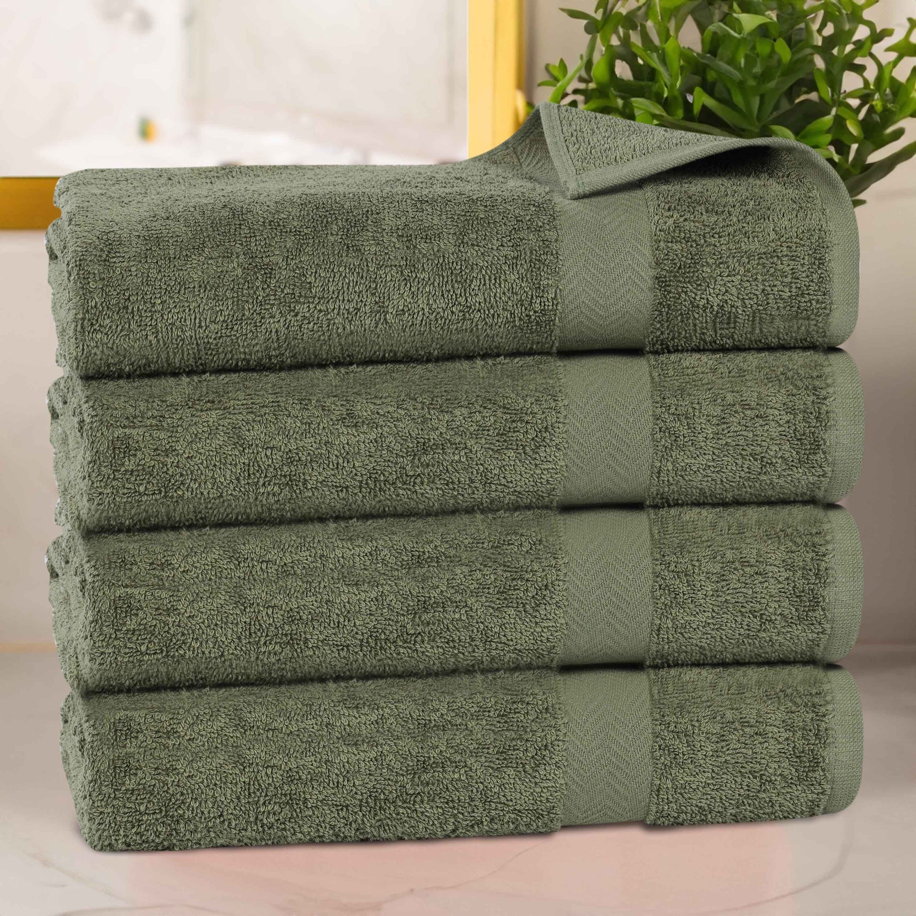 Cotton Highly Absorbent Eco-Friendly Quick Dry 4 Piece Bath Towel Set