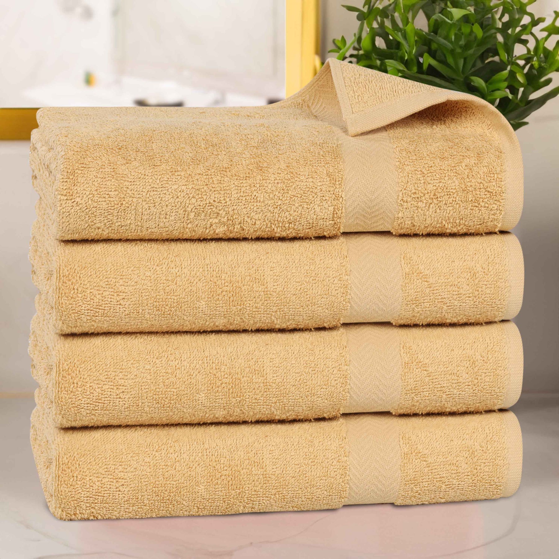 Cotton Highly Absorbent Eco-Friendly Quick Dry 4 Piece Bath Towel Set
