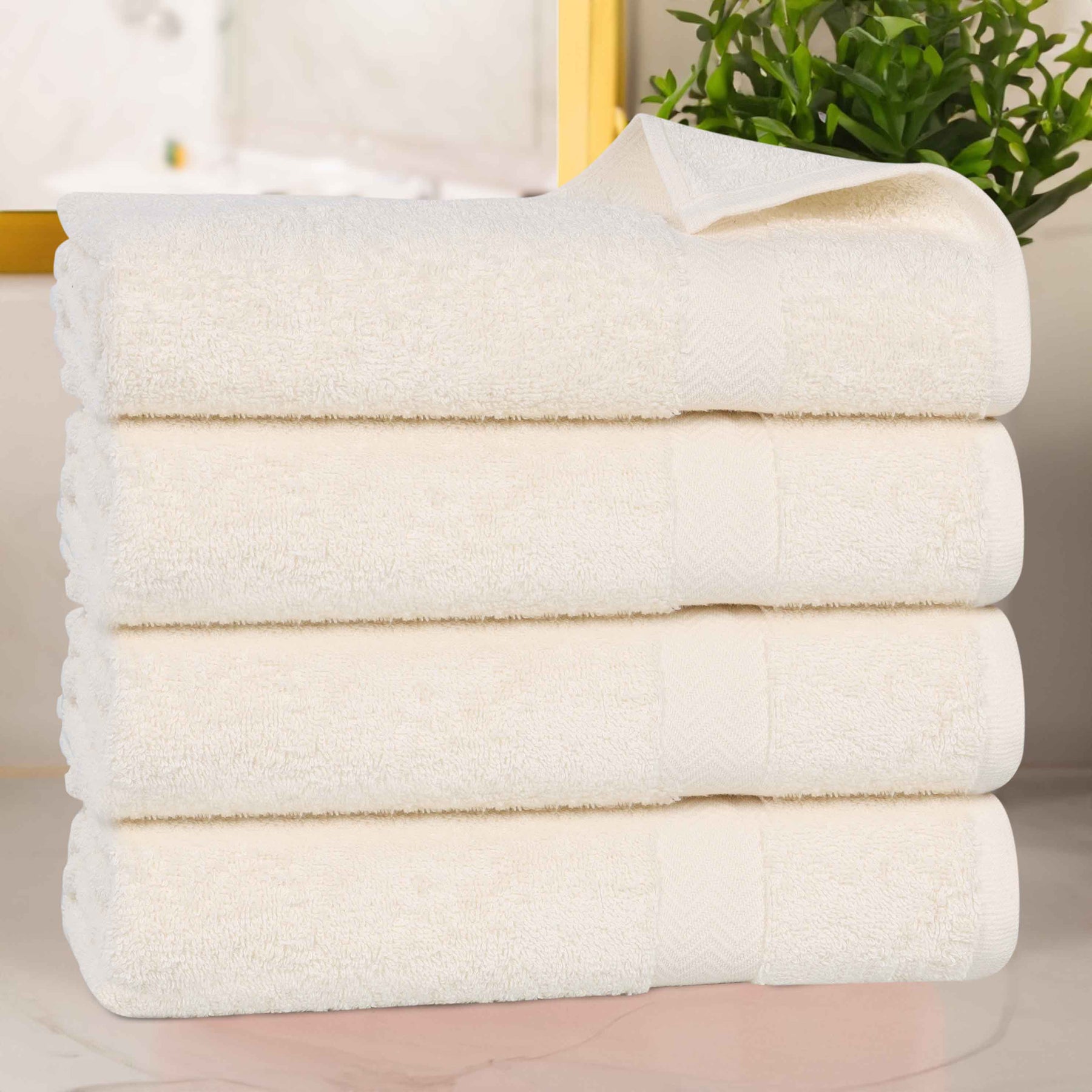 Cotton Highly Absorbent Eco-Friendly Quick Dry 4 Piece Bath Towel Set