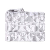 Cotton Modern Geometric Jacquard Plush Absorbent Bath Towel Set of 3