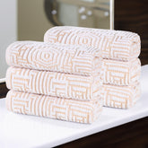 Cotton Plush Hand Towels 6-Piece Jasper Geometric Jacquard