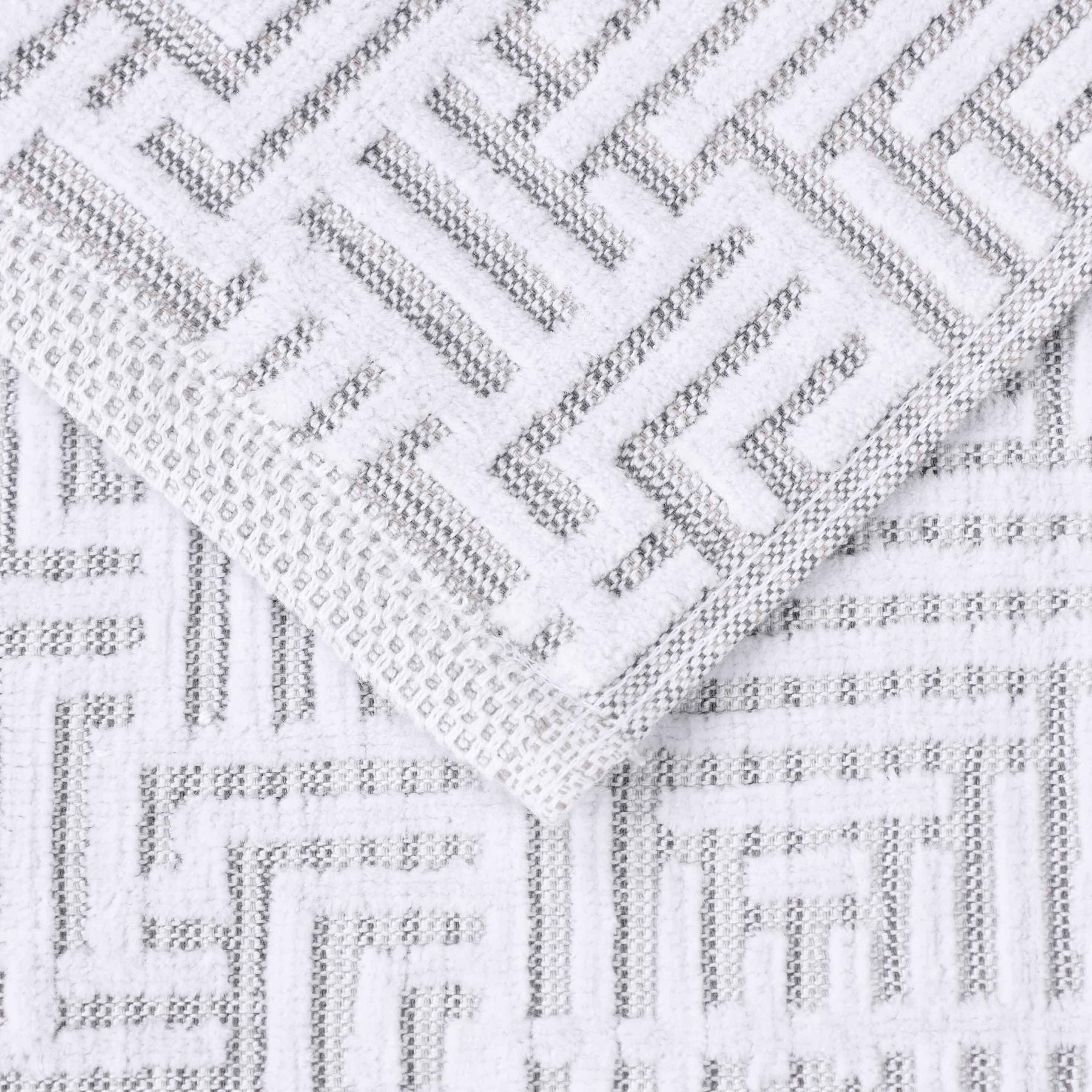 Cotton Modern Geometric Jacquard Plush Bath Sheet Set of 2