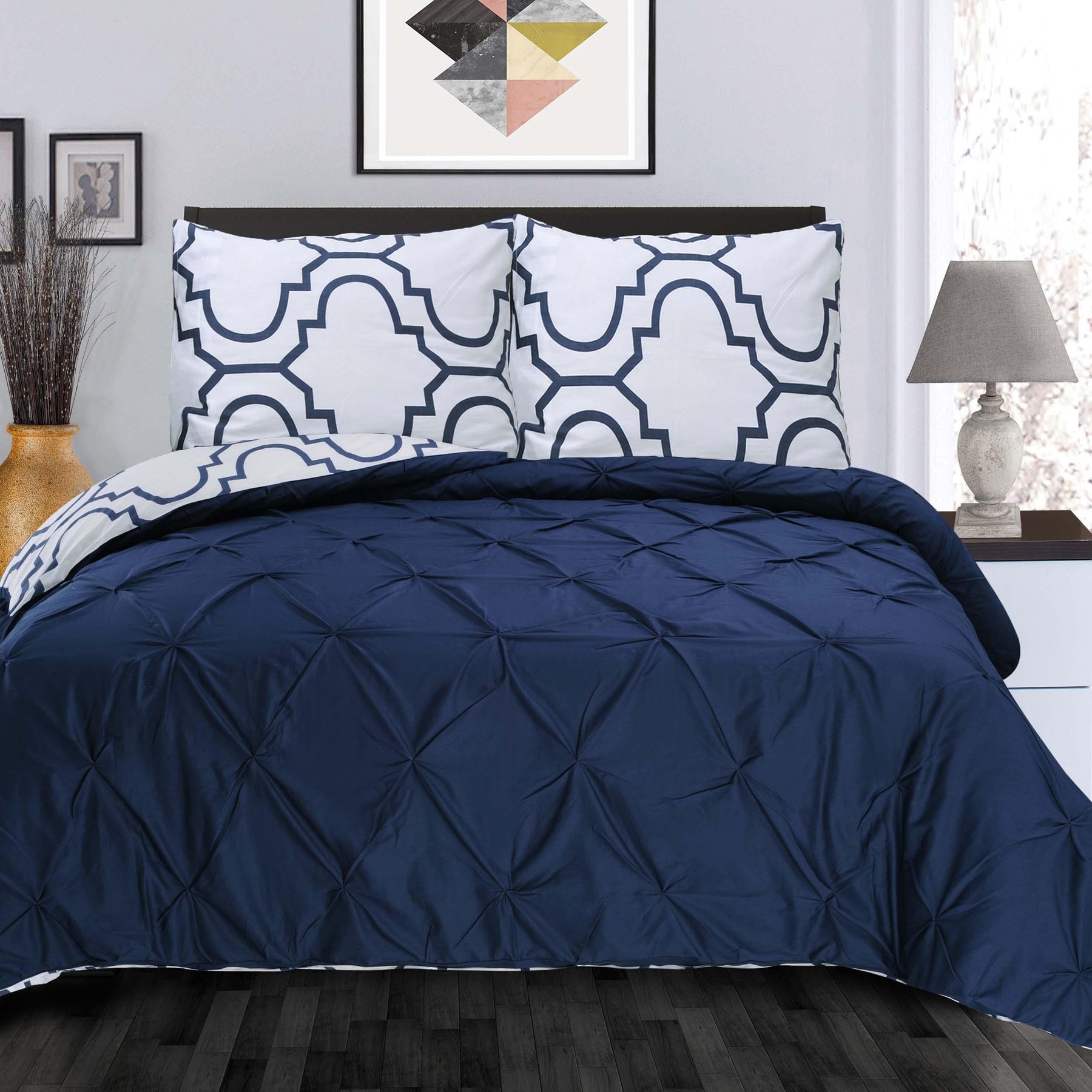Cotton Modern Geometric Valencia Set with Button Closure