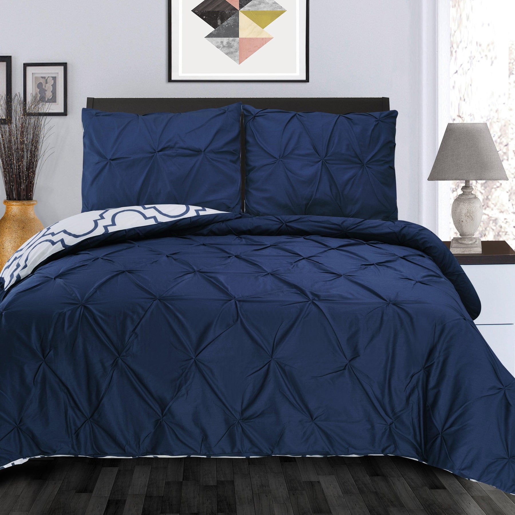 Cotton Modern Geometric Valencia Set with Button Closure