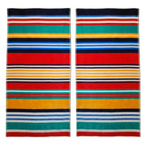 Cotton Multicolored Striped Oversized 2 Piece Beach Towel