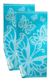 Cotton Oversized Butterflies 2 Piece Beach Towel Set