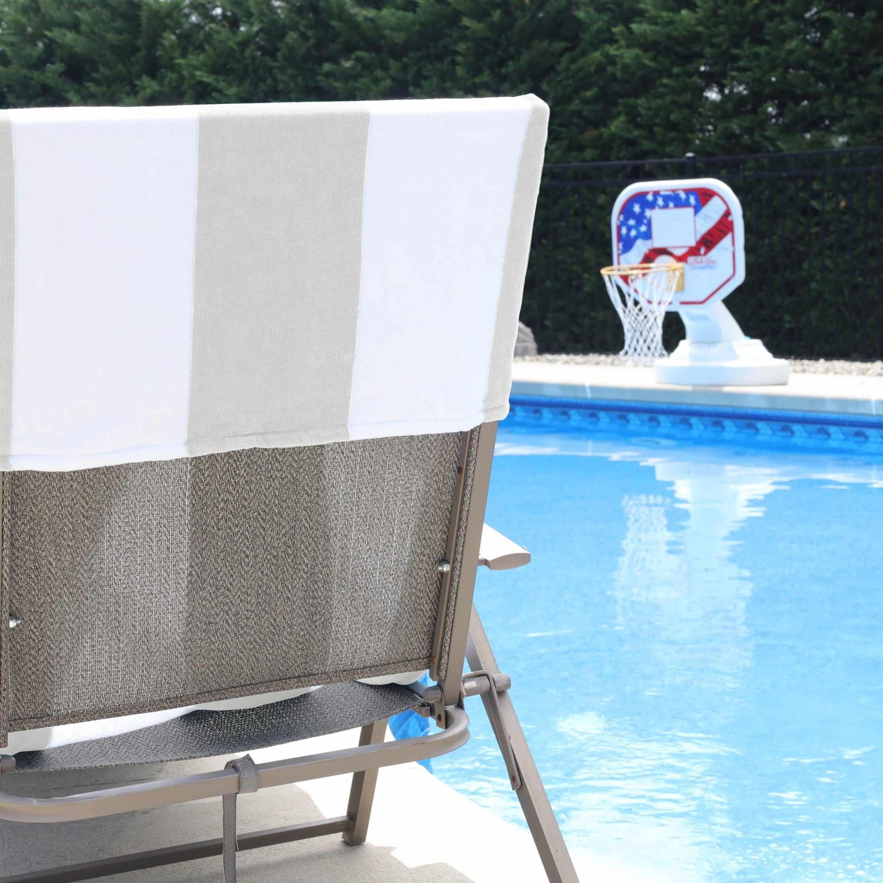 Cotton Standard Size Cabana Stripe Chaise Lounge Chair Cover