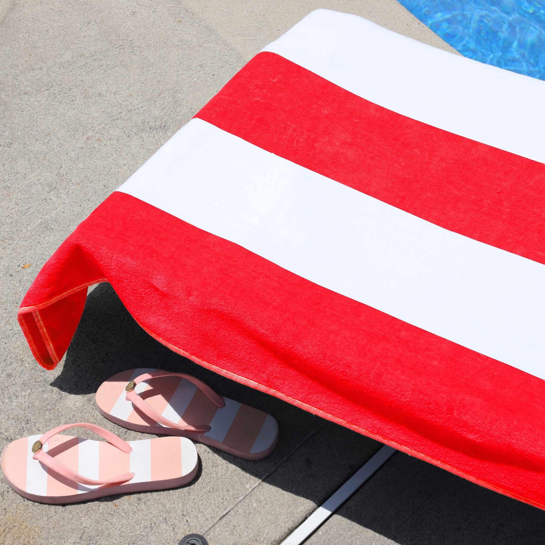 Cotton Standard Size Cabana Stripe Chaise Lounge Chair Cover