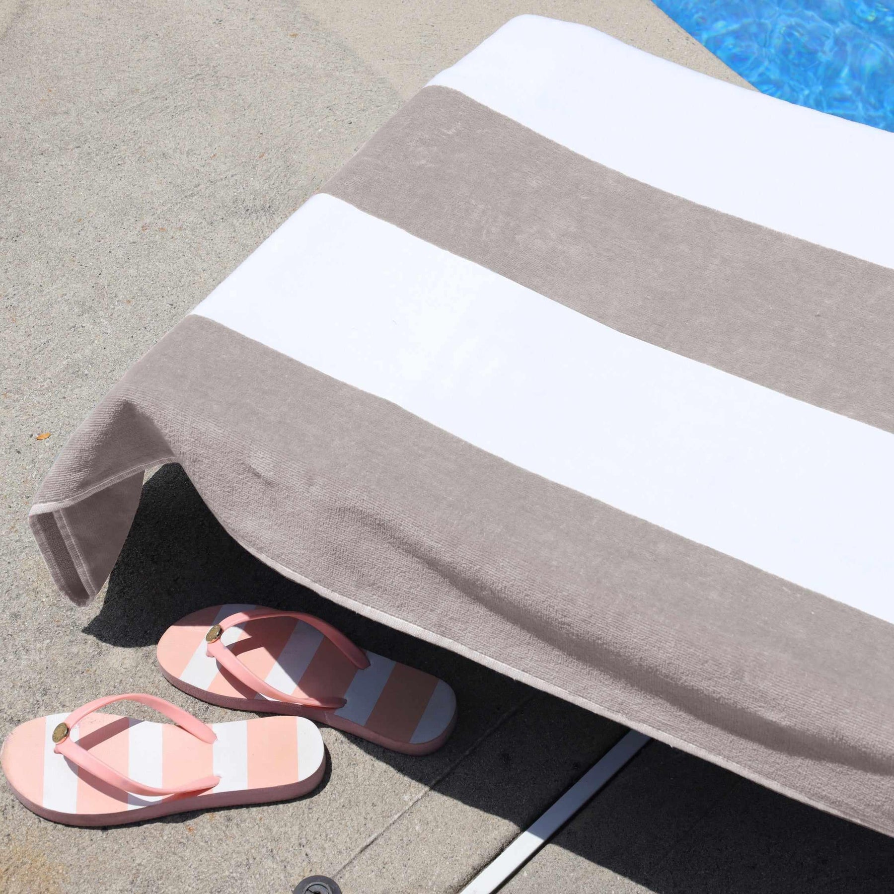 Cotton Standard Size Cabana Stripe Chaise Lounge Chair Cover