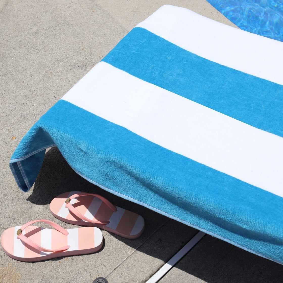 Cotton Standard Size Cabana Stripe Chaise Lounge Chair Cover